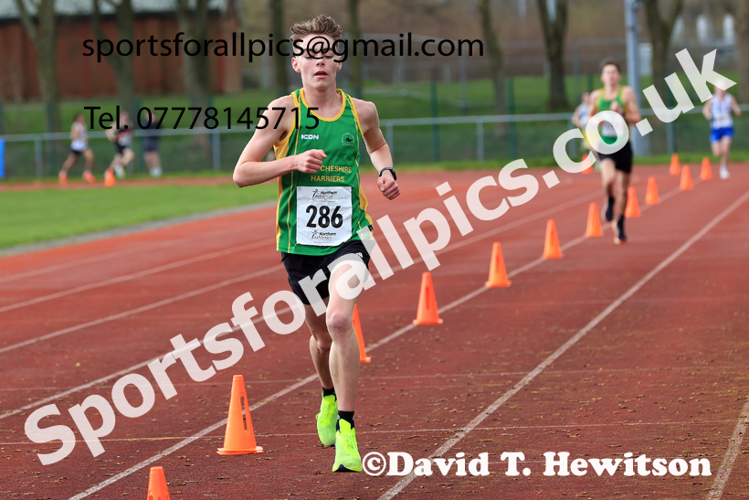 Mens Under-17s Young Athletes 5k, 2026 Northern Mens 12 and Womens 6 Stage Road Relays and Young Athletes 5k, Sheepmount Stadium, Carlisle. Photo: David T. Hewitson/Sports for All Pics
